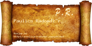 Paulics Radomér névjegykártya
